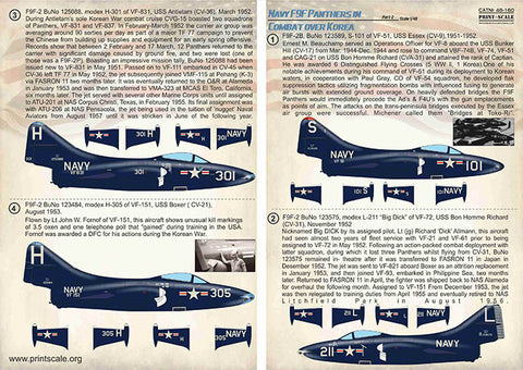 Print Scale 48-160 1/48 Navy F9F-2 -3 Panthers in Combat over Korea Part 2, 1,5 sheets