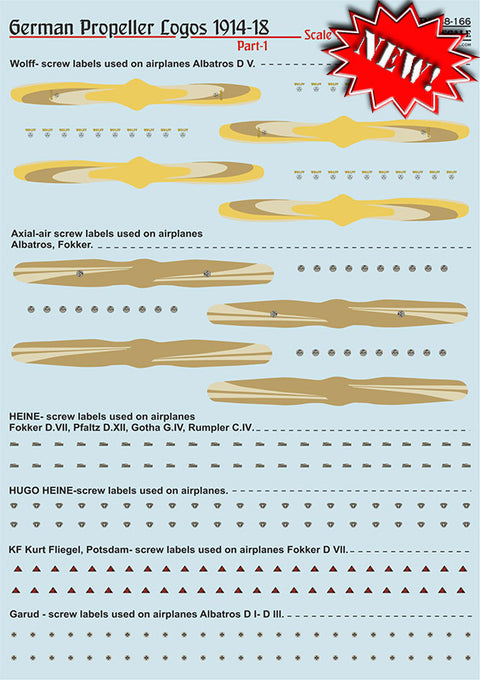 Print Scale 48-166 1/48 Logos of German propellers of World War 1 Part 1