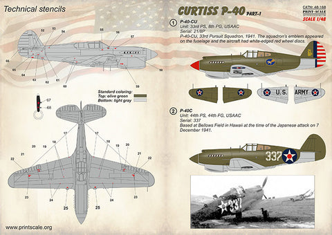 Print Scale 48-168 1/48 Curtiss P-40 C, CU. Part 1