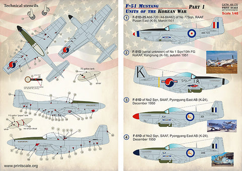 Print Scale 48-170 1/48 F-51 Mustang. Units of the Korean War. Part 1