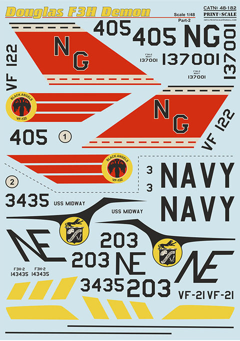 Print Scale 48-182 1/48 Douglas F3F Demon Part 2 The complete set 2 leaf