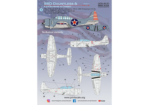 Print Scale 48-191 1/48 SBD Dauntless and A-24 Banshee in combat Part 1