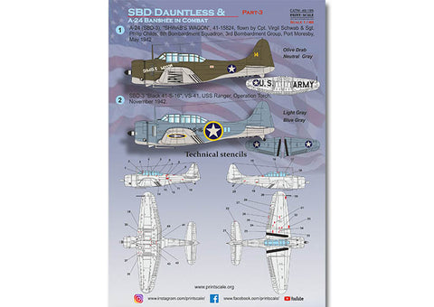 Print Scale 48-195 1/48 SBD Dauntless and A-24 Banshee in combat. Part 3