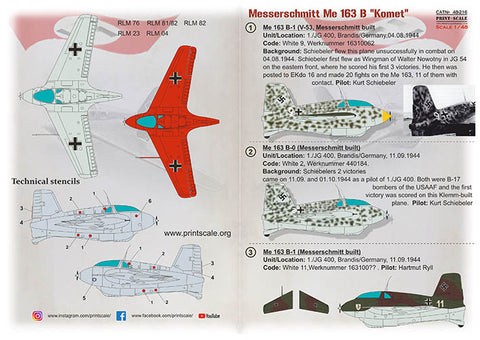 Print Scale 48-216 1/48 Messerschmitt ME-163 B Komet