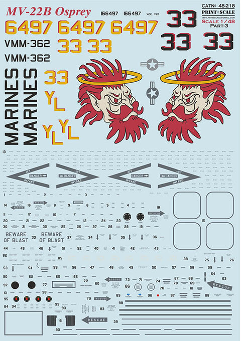 Print Scale 48-218 1/48 MV-22B Osprey Part 3 The complete set 1,5 leaf