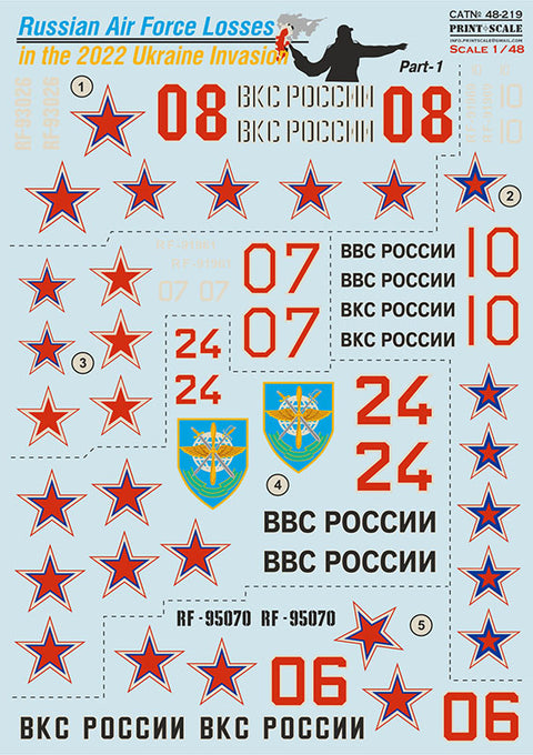 Print Scale 48-219 1/48 Russian Air Forces Losses in the 2022 Ukraine Invasion  Part 1