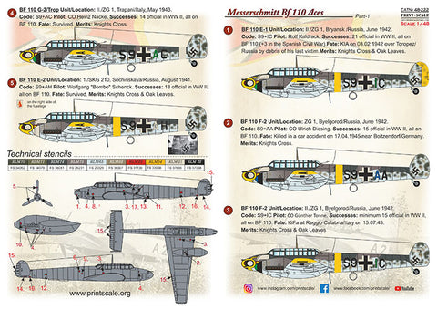 Print Scale 48-222 1/48 Messerschmitt Bf-110 Zerstorer Part 1