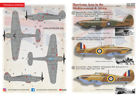 Print Scale 48-225 1/48 Hurricane Aces of the MTO and Africa   Part 1