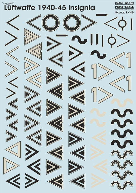 Print Scale 48-253 1/48 Luftwaffe 1940-45 insignia. Winkel. Part 2