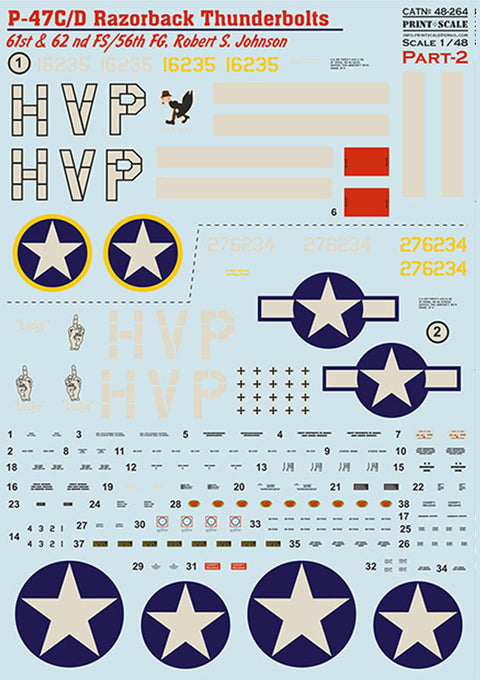 Print Scale 48-264 1/48 P-47 C/D Razorback Robert S. Jonson  Part 2 The complete set 1,5 leaf