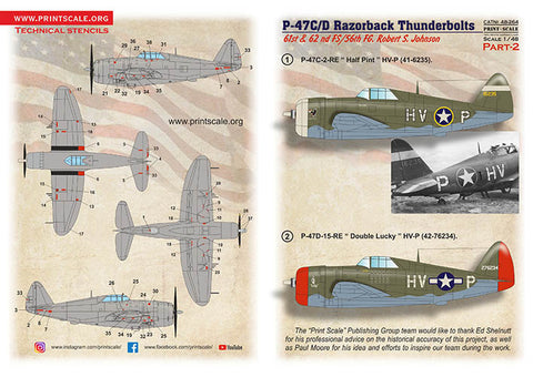 Print Scale 48-264 1/48 P-47 C/D Razorback Robert S. Jonson  Part 2 The complete set 1,5 leaf