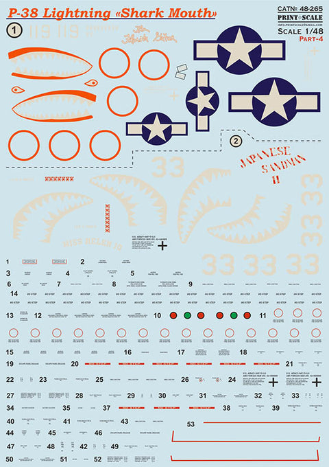 Print Scale 48-265 1/48 P-38 Lightning «Shark Mouth»  Part 4