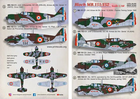 Print Scale 48-268 1/48 Bloch MB.151/152