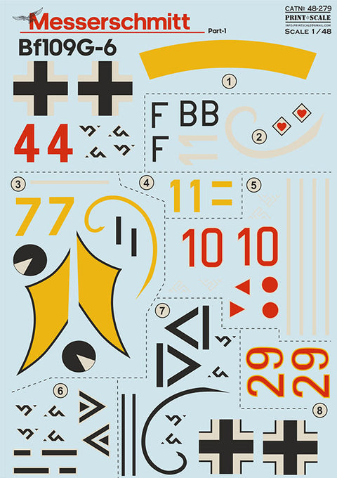 Print Scale 48-279 1/48 Me-109 G-6  Part 1 The complete set 2 leaf