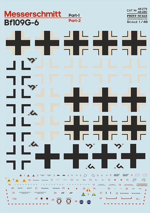 Print Scale 48-279 1/48 Me-109 G-6  Part 1 The complete set 2 leaf - 1_308c48a7-b88f-426b-85a5-3daec564e0f6