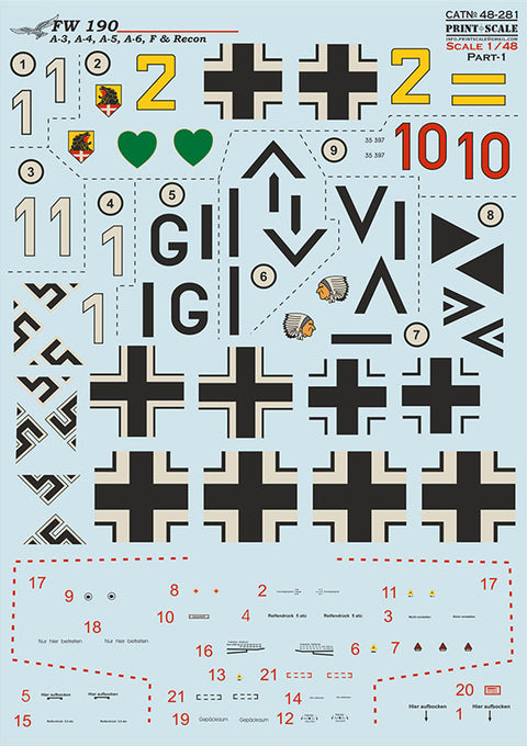 Print Scale 48-281 1/48 FW 190 A-3, A-4, A-5, A-6, F & Recon   Part 1