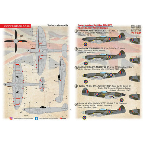 Print Scale 48-289 1/48 Supermarine Spitfire Mk.V (Low Backs) Part 2 4 Scale 1/48 The complete set 1,5 leaf