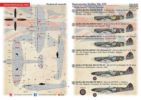 Print Scale 48-291 1/48 Supermarine Spitfire Mk.XIV (High Backs) Part 2 48-291 Scale1/48 The complete set 1,5 leaf