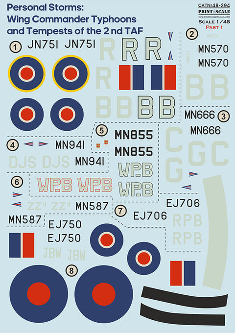 Print Scale 48-294 1/48 Personal Storm:  Wings Commander Typhoon and Tempests of the 2nd TAF. Part 1