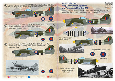 Print Scale 48-294 1/48 Personal Storm:  Wings Commander Typhoon and Tempests of the 2nd TAF. Part 1