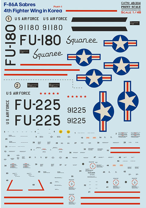 Print Scale 48-304 1/48 F-86A Sabres 4th Fighter Wing in Korea 48-304 Scale 1/48