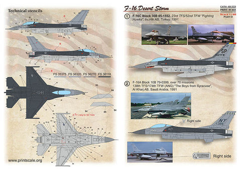 Print Scale 48-333 1/48 F-16 Desert Storm Part 3 48-333 Scale 1/48