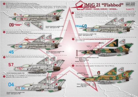 Print Scale 72-009 1/72 MiG-21 “Fishbed” International Operators Decals Scale 1/72