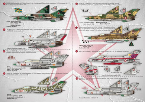 Print Scale 72-009 1/72 MiG-21 “Fishbed” International Operators Decals Scale 1/72
