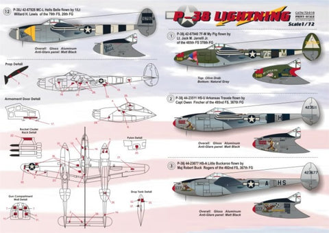 Print Scale 72-016 1/72 P-38 Lightning