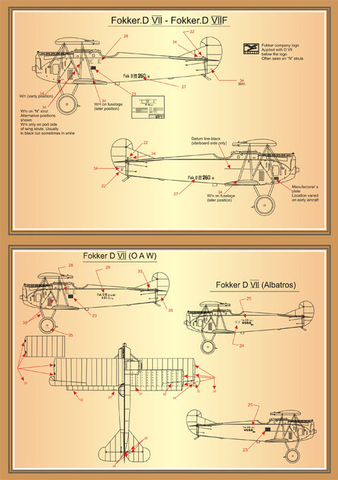 Print Scale 72-024 1/72 Fokker D VII Part 1 The complete set 4 leaf