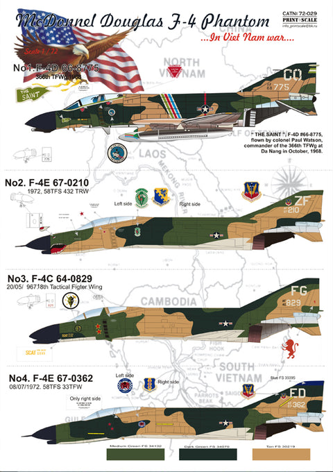 Print Scale 72-029 1/72 McDonnell Douglas F-4 Phantom II USAF Vietnam War Scale 1/72