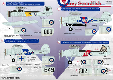 Print Scale 72-043 1/72 Swordfish The complete set 2 leaf.