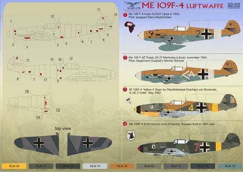 Print Scale 72-049 1/72 Messershmit Me 109 F4