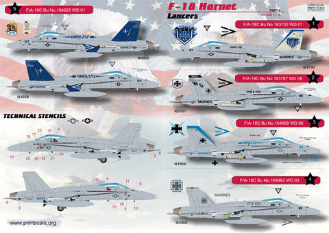 Print Scale 72-053 1/72 F-18 Hornet Part 3 Lancers  The complete set 1,5 leaf