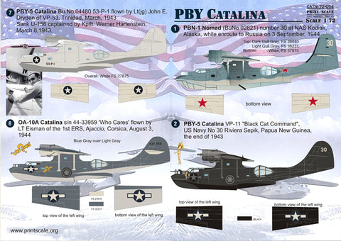 Print Scale 72-054 1/72 PBY Catalina  The complete set 2 leaf