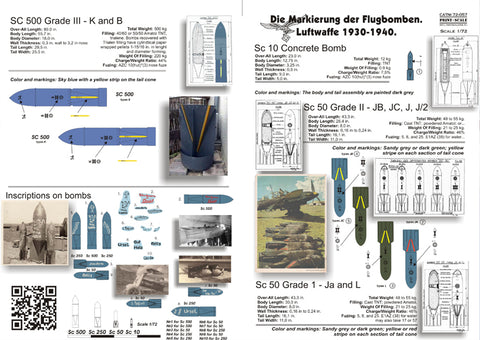 Print Scale 72-057 1/72 Die Markierung der Flugbomben.Luftwaffe 1930-1940