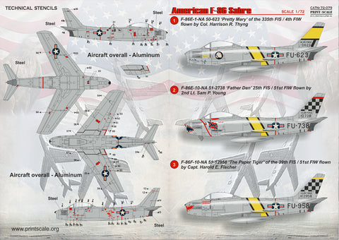 Print Scale 72-079 1/72 F-86E Sabre The complete set 2 leaf