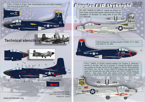 Print Scale 72-087 1/72 Douglas F3D Skyknight   The complete set 1,5 leaf