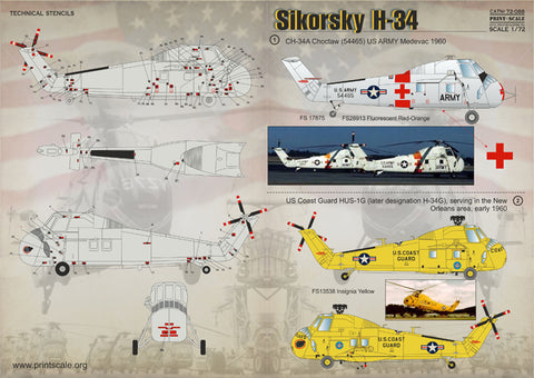 Print Scale 72-088 1/72 Sikorsky H-34 The complete set 1,5 leaf