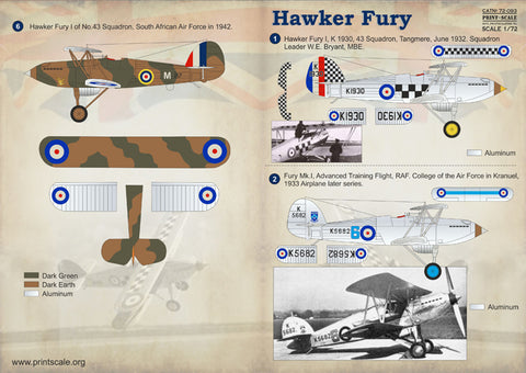 Print Scale 72-093 1/72 Hawker Fury