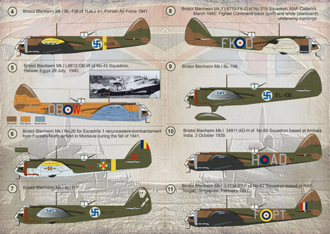 Print Scale 72-100 1/72 Bristol Blenheim The complete set 2 leaf