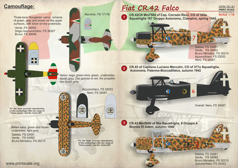 Print Scale 72-121 1/72 Fiat CR.42 Falco