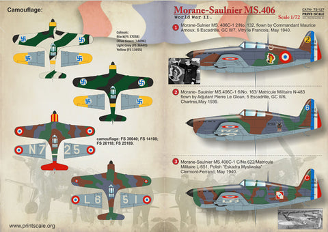 Print Scale 72-127 1/72 Morane-Saulnier MS.406