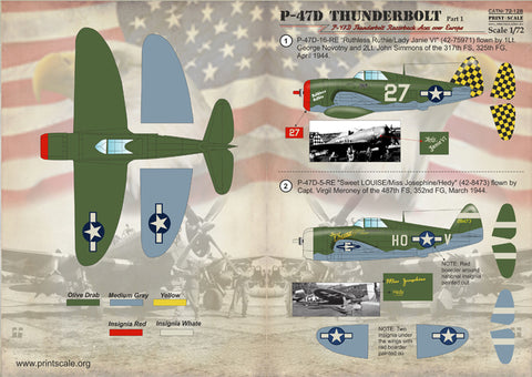 Print Scale 72-128 1/72 P-47D Thunderbolt Razorback Aces over Europe Part1