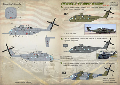 Print Scale 72-137 1/72 Sikorsky S-80 Super Stallion The complete set 1,5 leaf