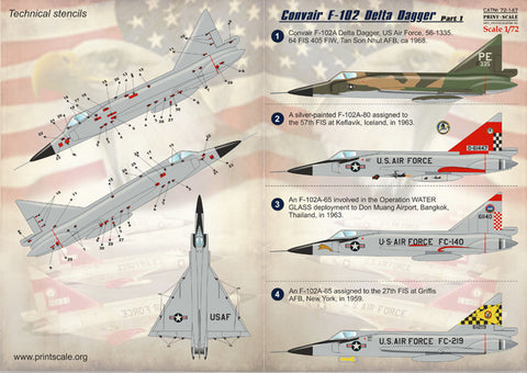 Print Scale 72-147 1/72 Convair F-102 Delta Dagger Part 1 The complete set 1,5 leaf