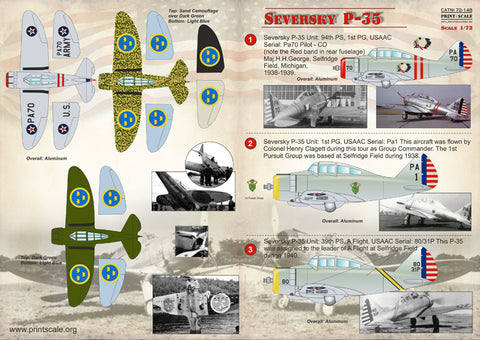 Print Scale 72-148 1/72 Seversky P-35