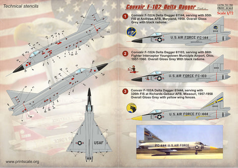 Print Scale 72-150 1/72 F-102 Delta Dagger Part 2 The complete set 1,5 leaf