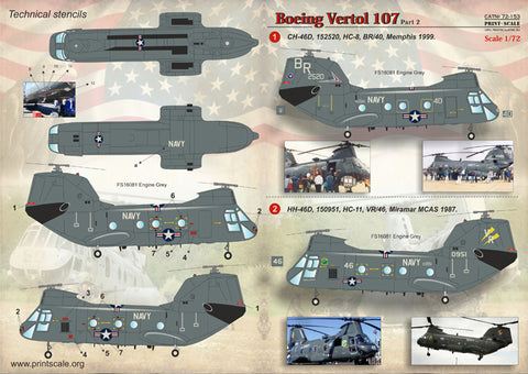 Print Scale 72-153 1/72 Boeing-Vertol 107 part 2 The complete set 1,5 leaf