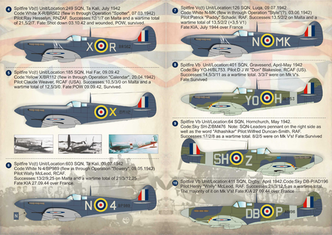 Print Scale 72-155 1/72 Spitfire Mk V Aces 72-155 Scale 1/72